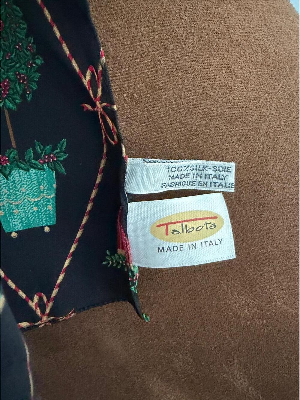 Talbots Christmas Holiday 100% Silk Scarf 59"x12", Made in Italy - Picture 4 of 5